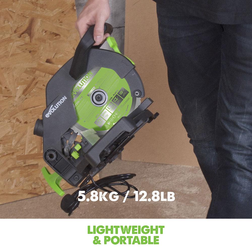 Evolution F210CMS 210mm Compound Mitre Saw With TCT Multi-Material Cutting Blade (230v)