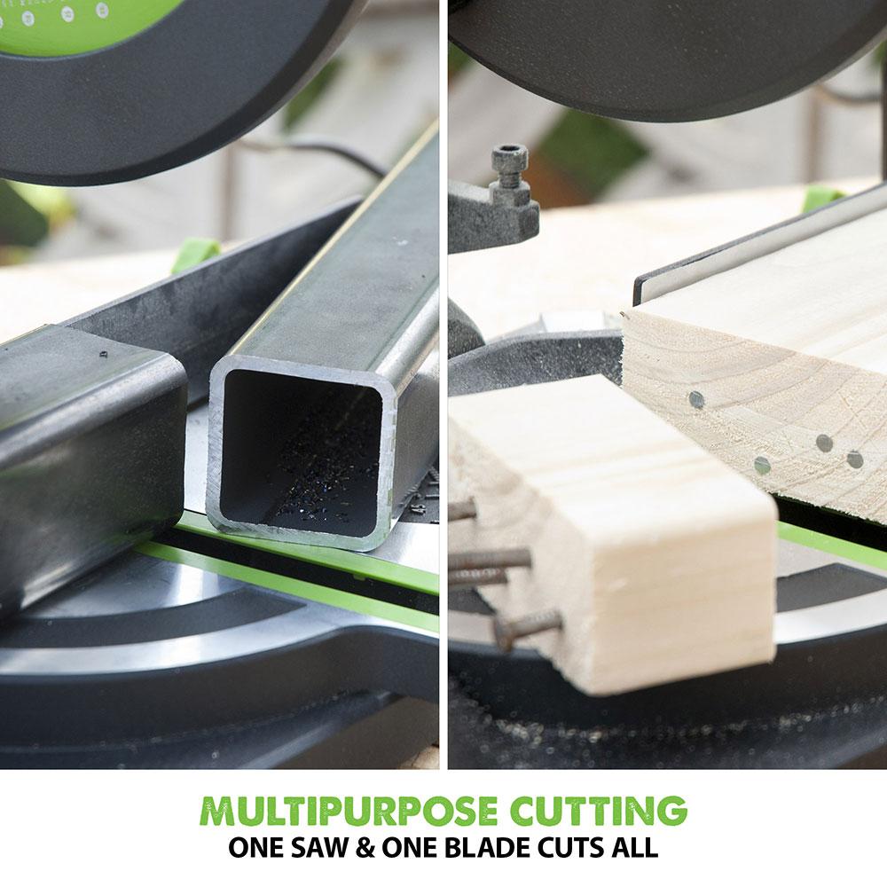 Evolution F210CMS 210mm Compound Mitre Saw With TCT Multi-Material Cutting Blade (230v)