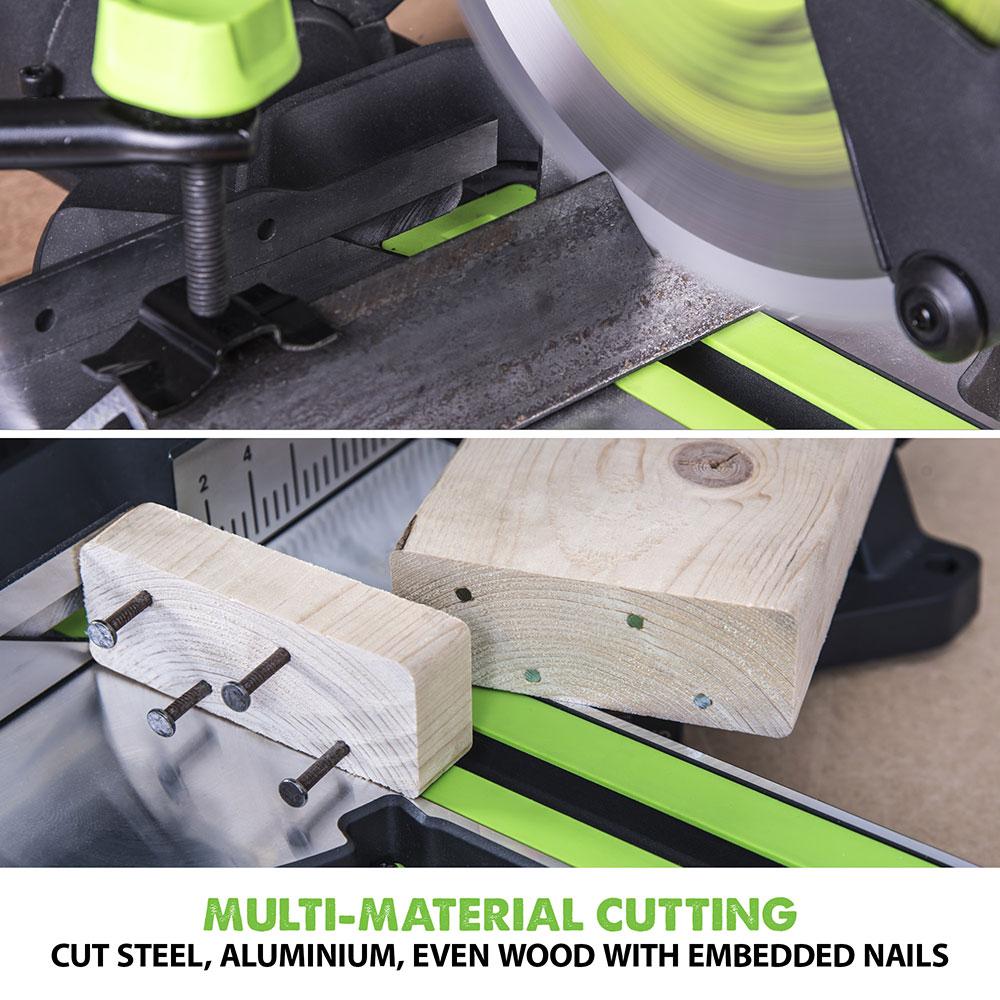 Evolution F255SMS 255mm Sliding Compound Mitre Saw With TCT Multi-Material Cutting Blade (230v)