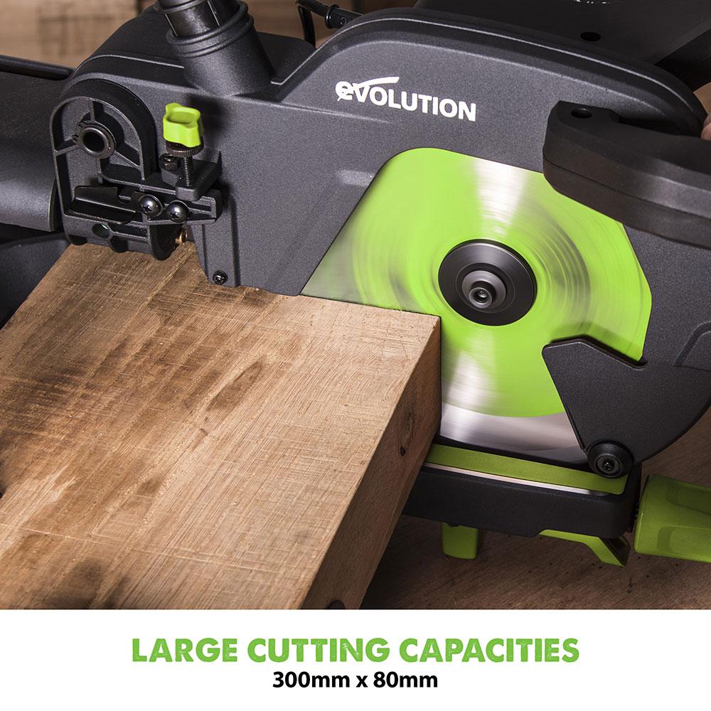 Evolution F255SMS 255mm Sliding Compound Mitre Saw With TCT Multi-Material Cutting Blade (230v)