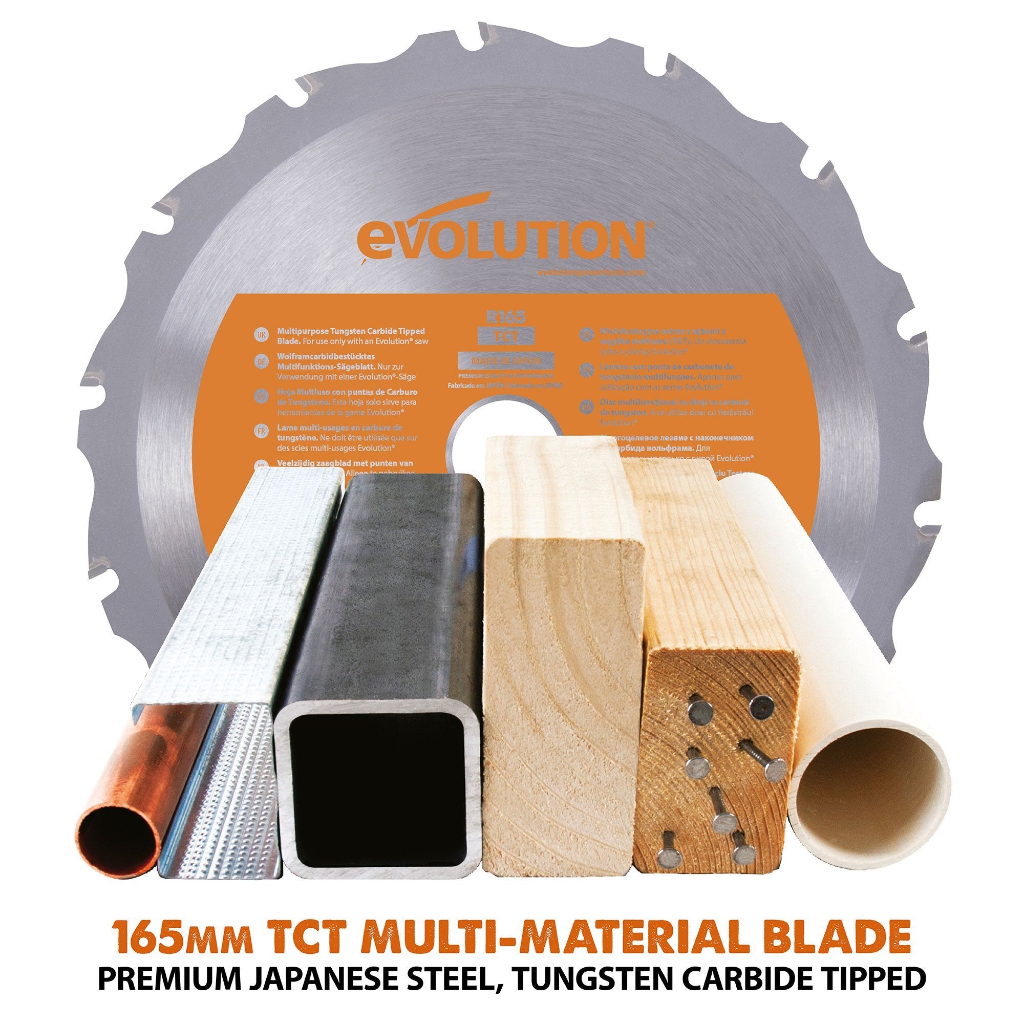Evolution R165CCSL 165mm Circular Saw with TCT Multi-Material Cutting Blade
