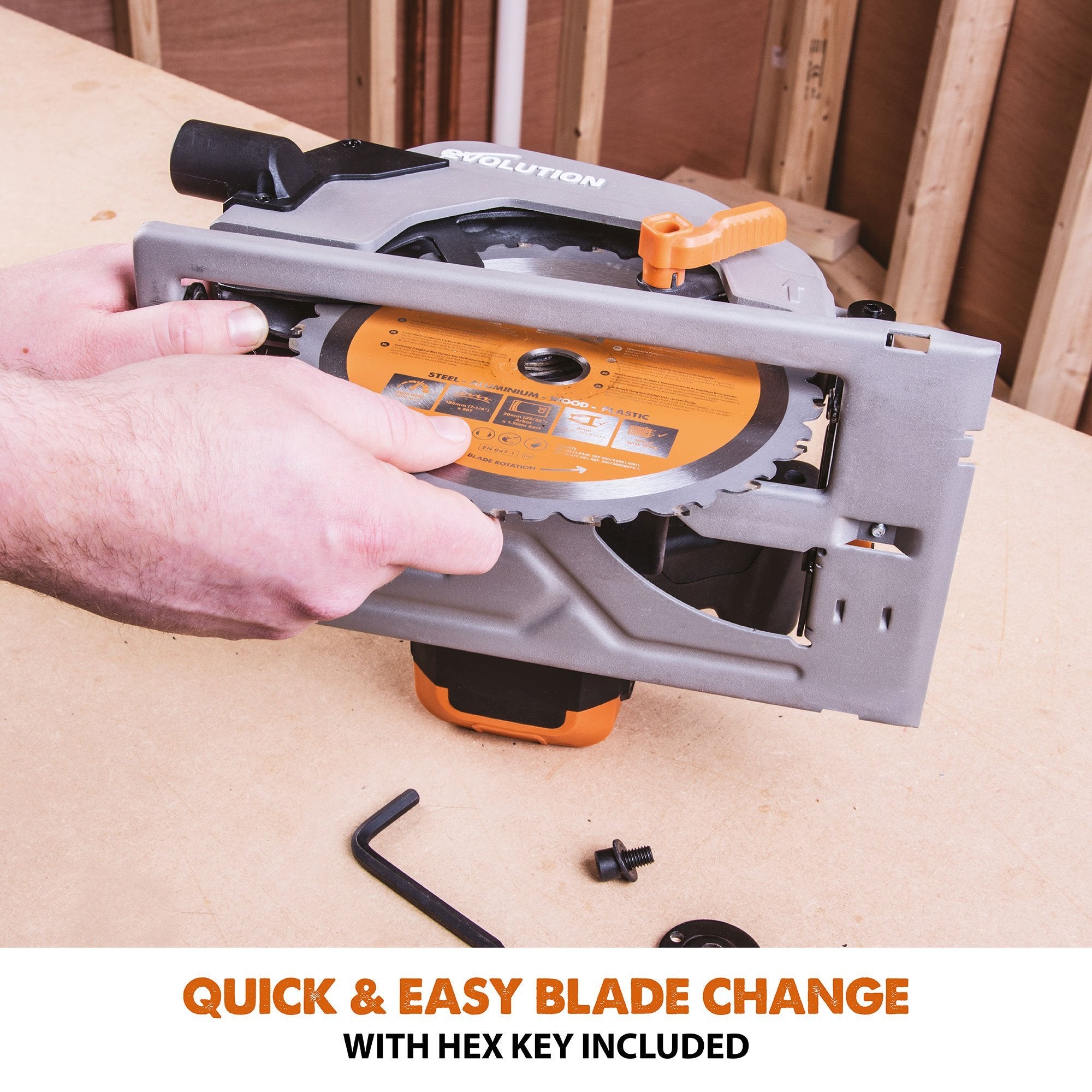 Evolution R165CCSL 165mm Circular Saw with TCT Multi-Material Cutting Blade