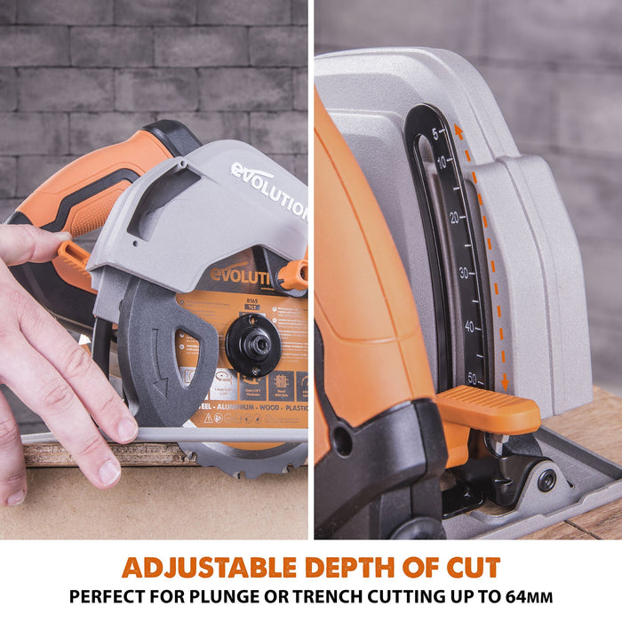 Evolution Cordless R165CCS-Li 6-1/2 in Circular Saw 20V Li-ion EXT Inc Multi-Material Blade with Charger & 4Ah Battery