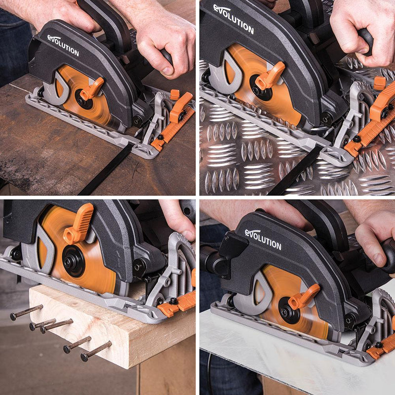 Evolution R185CCS 185mm Circular Saw with TCT Multi-Material Cutting Blade  110V