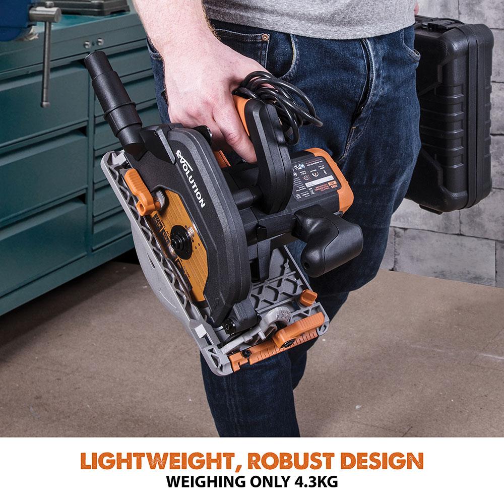 Evolution R185CCS 185mm Circular Saw with TCT Multi-Material Cutting Blade