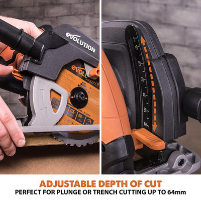 Evolution R185CCS 185mm 110V Circular Saw with TCT Multi-Material Cutting Blade