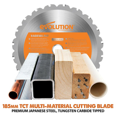 Evolution R185CCS 185mm 110V Circular Saw with TCT Multi-Material Cutting Blade