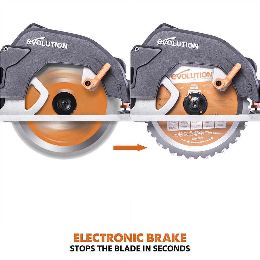 Evolution R185CCS 185mm 110V Circular Saw with TCT Multi-Material Cutting Blade