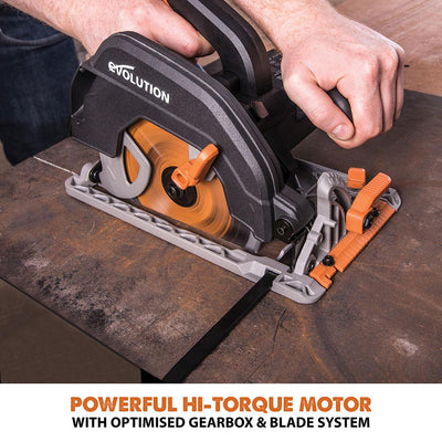 Evolution R185CCS 185mm 110V Circular Saw with TCT Multi-Material Cutting Blade