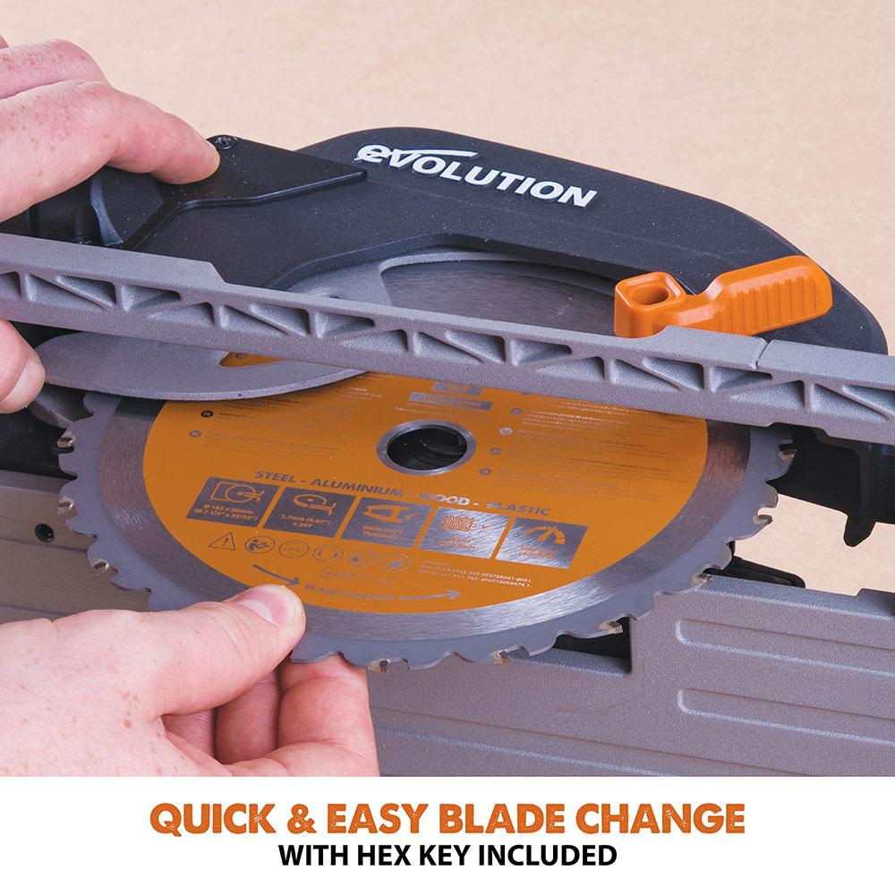 Evolution R185CCS 185mm Circular Saw with TCT Multi-Material Cutting Blade (Refurbished - Like New)