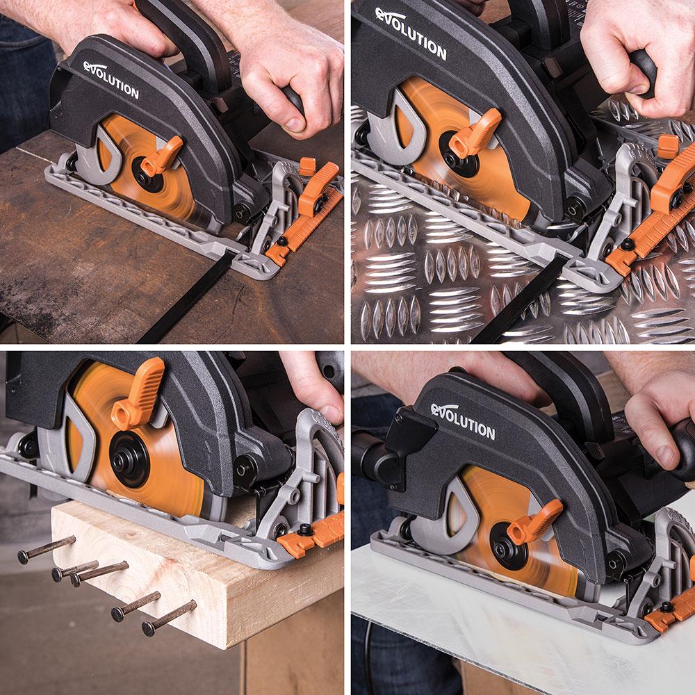 Evolution R185CCS 185mm Circular Saw with TCT Multi-Material Cutting Blade (Refurbished - Like New)