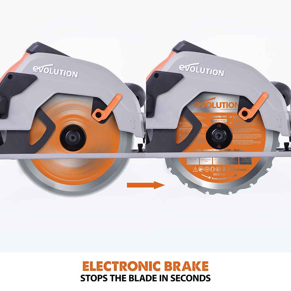 Evolution R185CCSL 185mm Circular Saw with TCT Multi-Material Cutting Blade