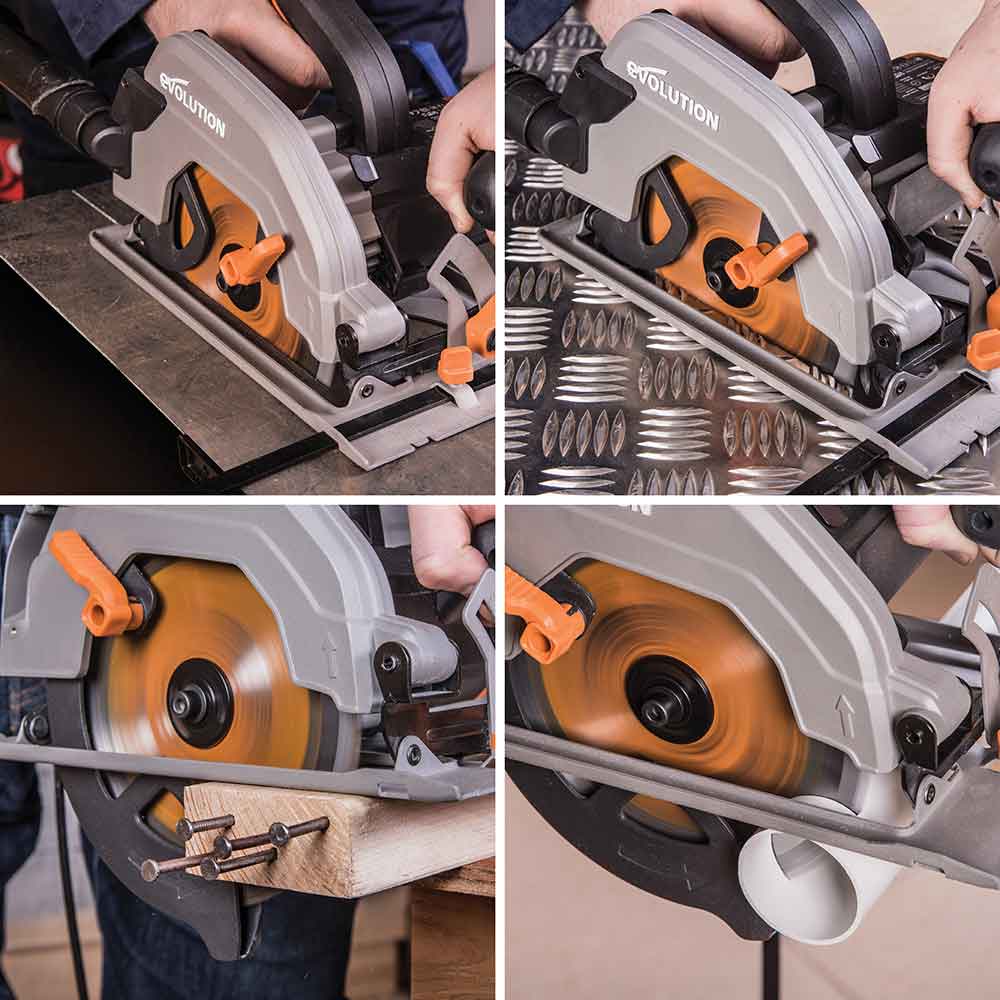 Evolution R185CCSL 185mm Circular Saw with TCT Multi-Material Cutting Blade