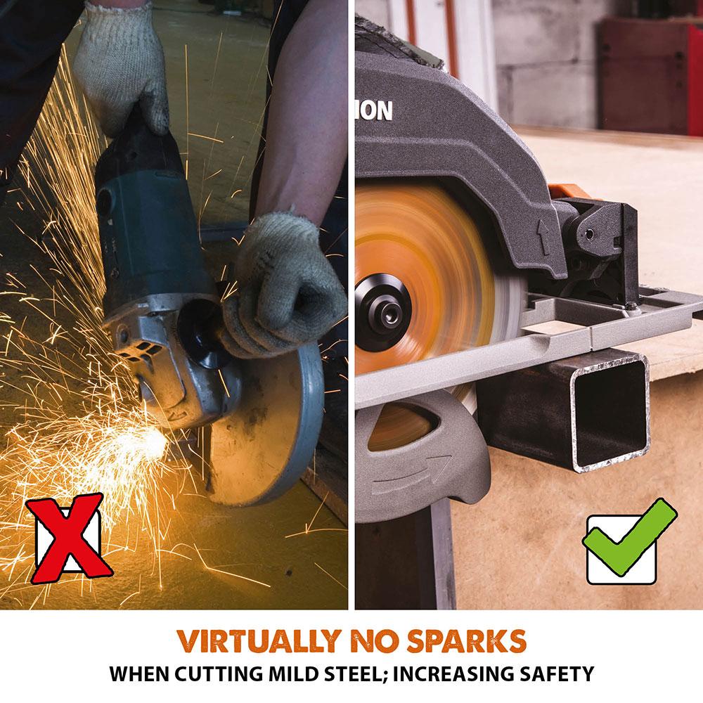 Evolution R185CCSX+ 185mm Circular Saw with TCT Multi-Material Cutting Blade