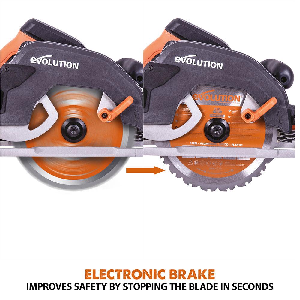 Evolution R185CCSX - 185mm Circular Saw with TCT Multi-Material Cutting Blade (Refurbished - Like New)