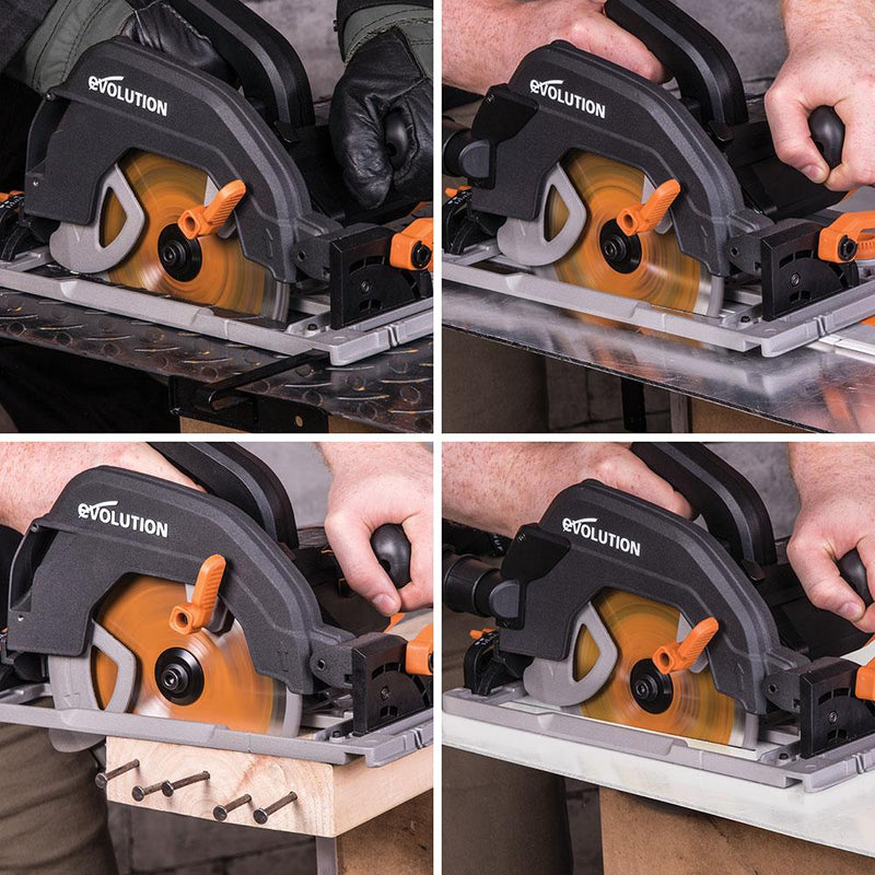 Evolution R185CCSX 185mm Circular Saw with 1020mm Track and TCT Multi-Material Cutting Blade - Evolution Power Tools UK