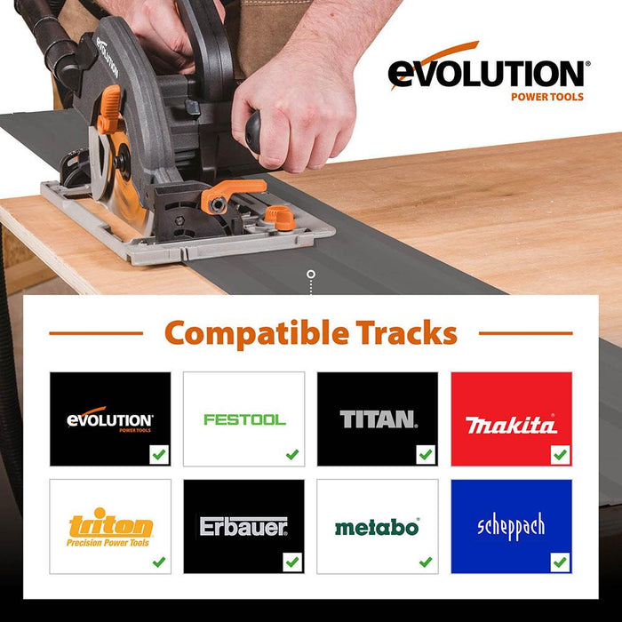 Evolution R185CCSX 185mm Circular Saw with 1020mm 3-piece Mini Track and TCT  Multi-Material Cutting Blade Evolution Power Tools UK
