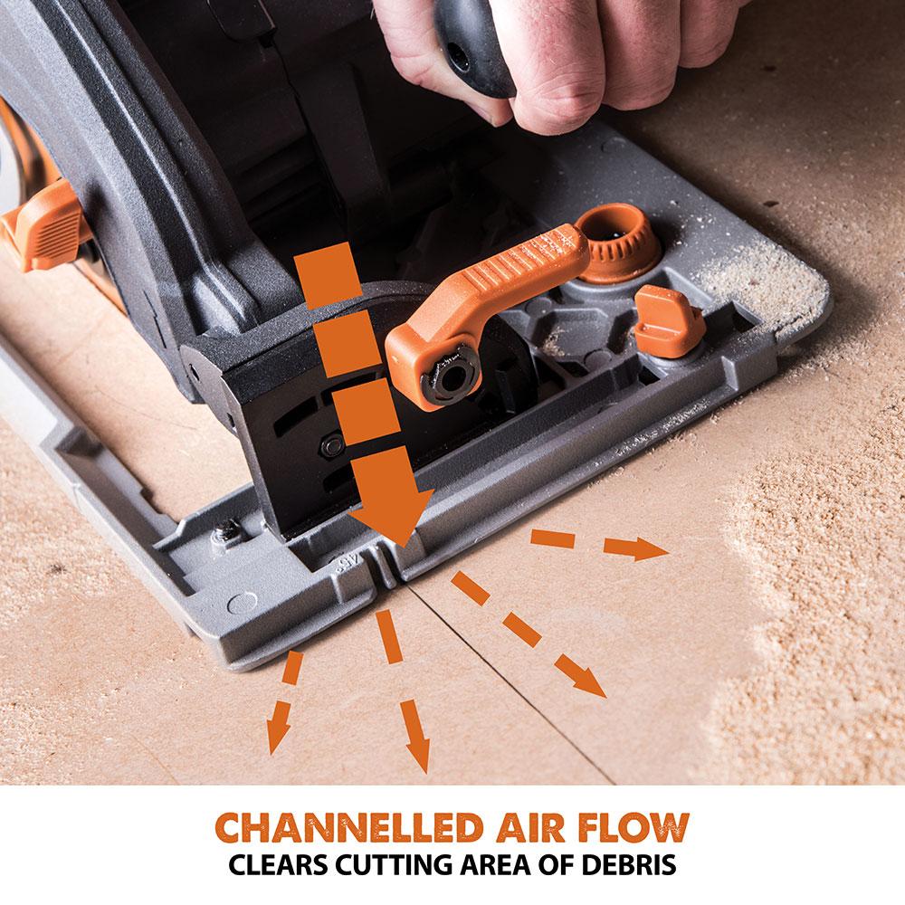 Evolution R185CCSX 185mm Circular Saw with 1020mm 3-piece Mini Track and TCT Multi-Material Cutting Blade