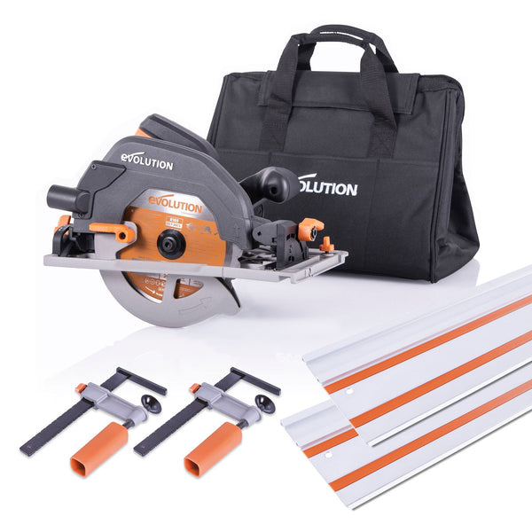 Evolution R185CCSX+ Circular Saw  and 2.8m Track Bundle with TCT Multi-Material Cutting Blade - Evolution Power Tools UK