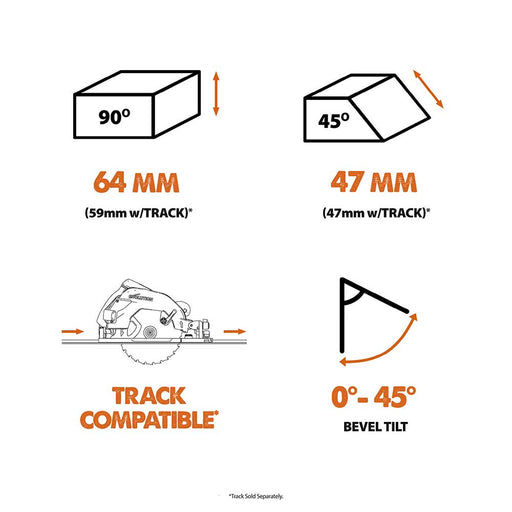 Evolution R185CCSX+ Circular Saw  and 2.8m Track Bundle with TCT Multi-Material Cutting Blade - Evolution Power Tools UK