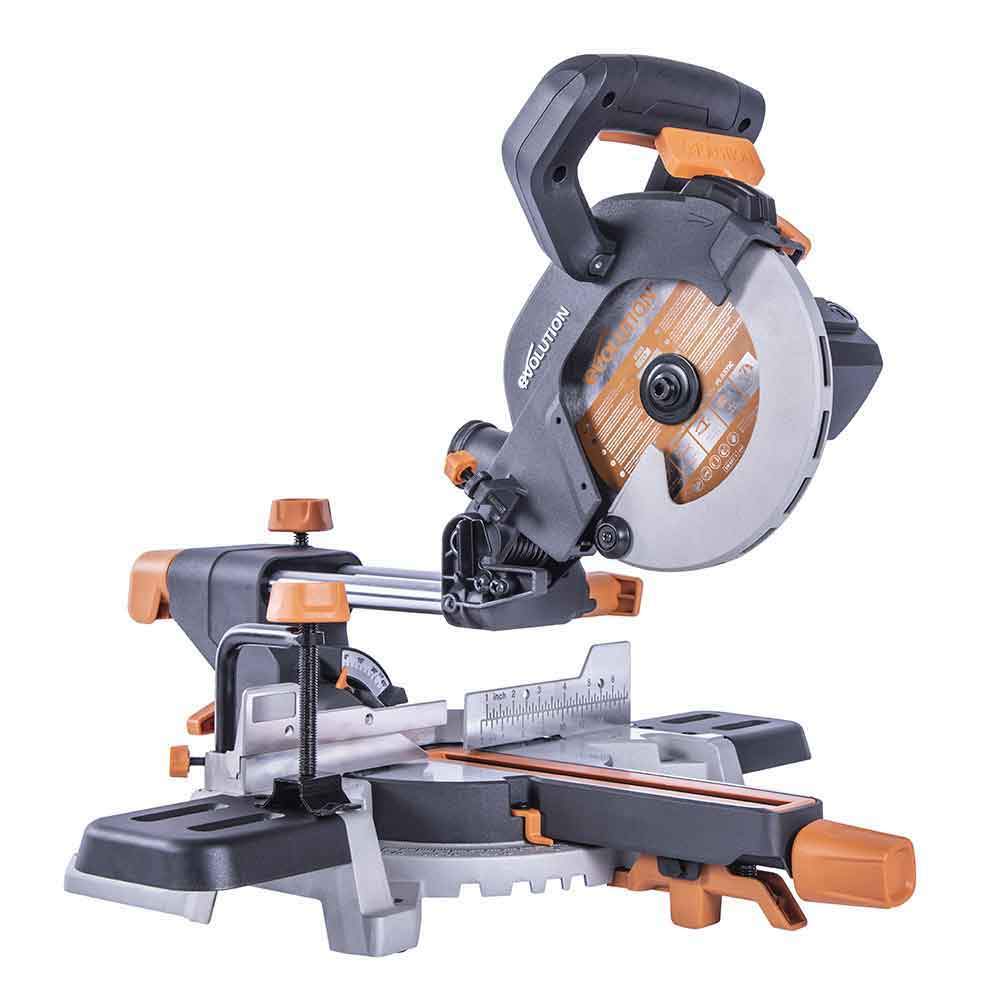 Evolution R185SMS 185mm Sliding Mitre Saw With TCT Multi-Material Cutting  Blade Evolution Power Tools UK