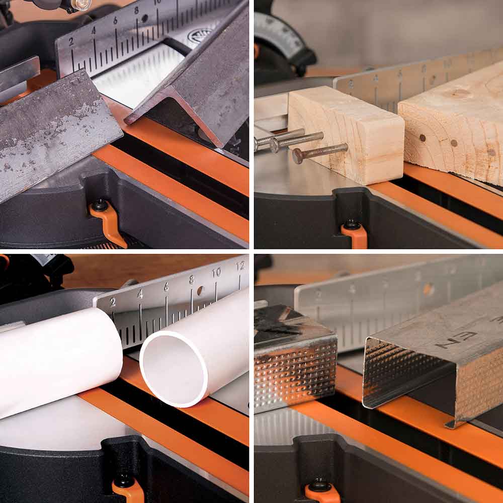 Evolution R185SMS+ 185mm Sliding Compound Mitre Saw With TCT Multi-Material Cutting Blade (230V)