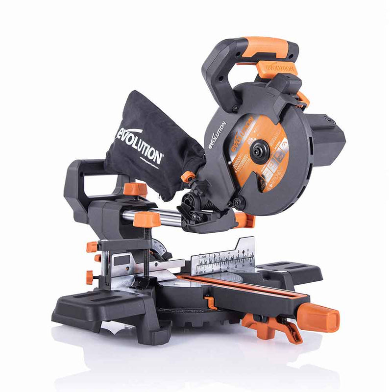 Evolution R185SMS+ 185mm Sliding Compound Mitre Saw With TCT Multi-Material  Cutting Blade (230V) Evolution Power Tools UK