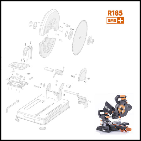 Evolution R185SMS+ Sliding Mitre Saw Spare Parts