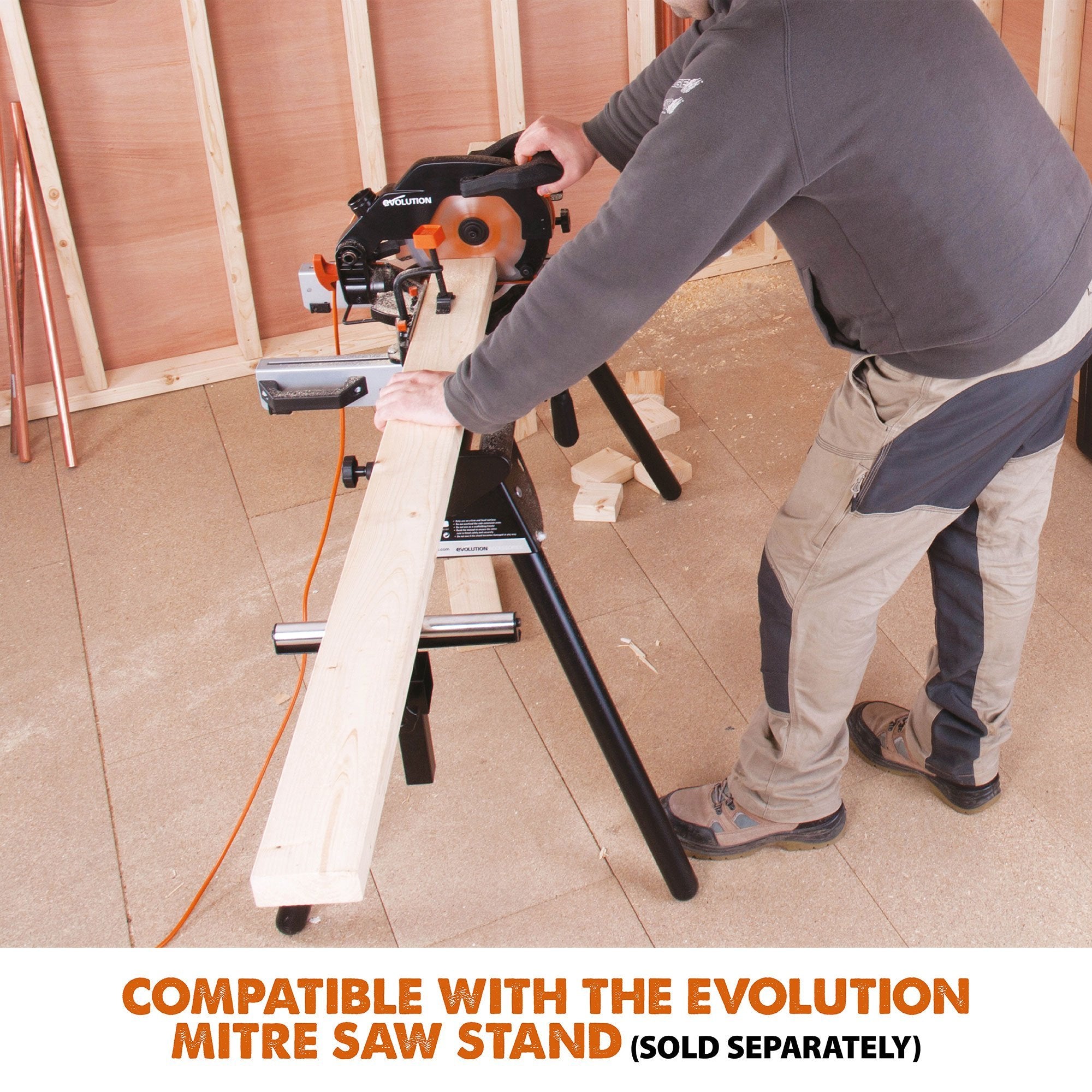 Evolution R210CMS+ 210mm 1200w Compound Mitre Saw With TCT Multi-Material Cutting Blade (Refurbished - Like New)