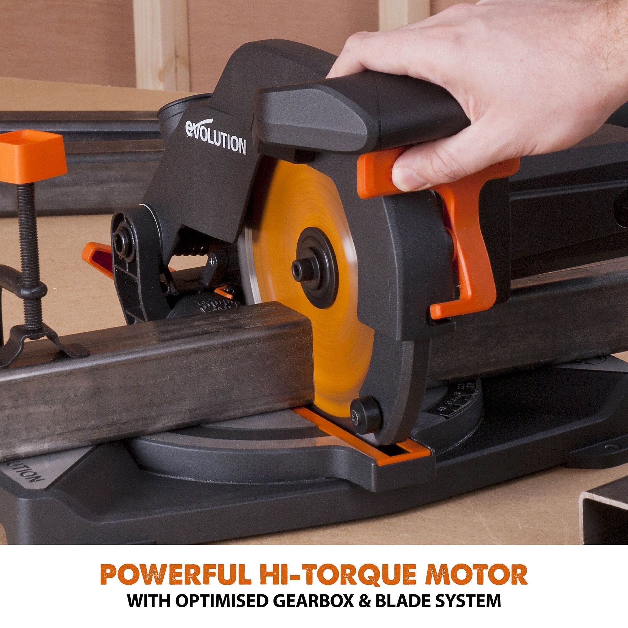 Evolution R210CMS+ 210mm 1200w Compound Mitre Saw With TCT Multi-Material Cutting Blade (Refurbished - Like New)