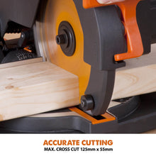 Evolution R210CMS+ 210mm 1200w Compound Mitre Saw With TCT Multi-Material Cutting Blade (Refurbished - Like New)