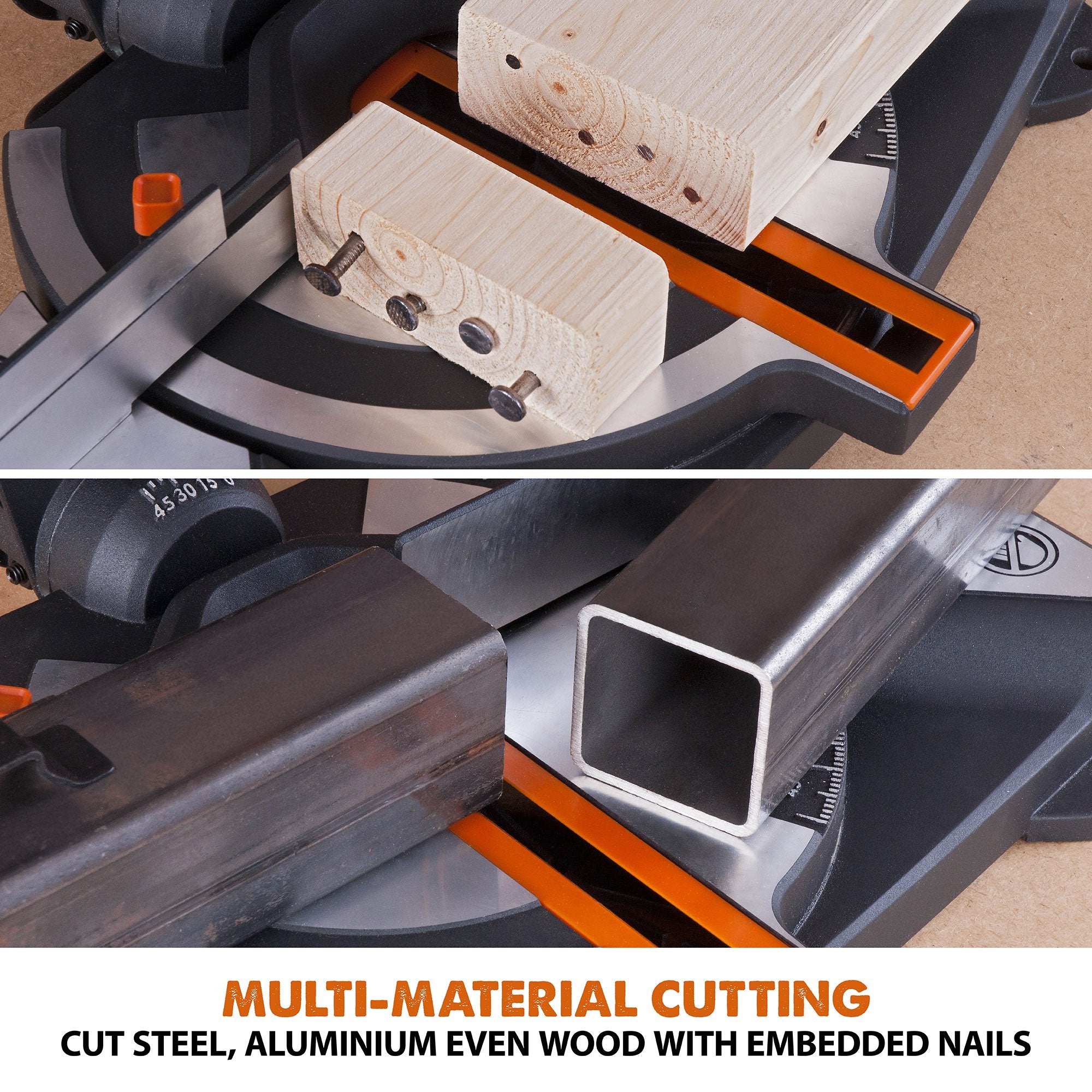 Evolution R210CMS+ 210mm 1200w Compound Mitre Saw With TCT Multi-Material Cutting Blade (Refurbished - Like New)