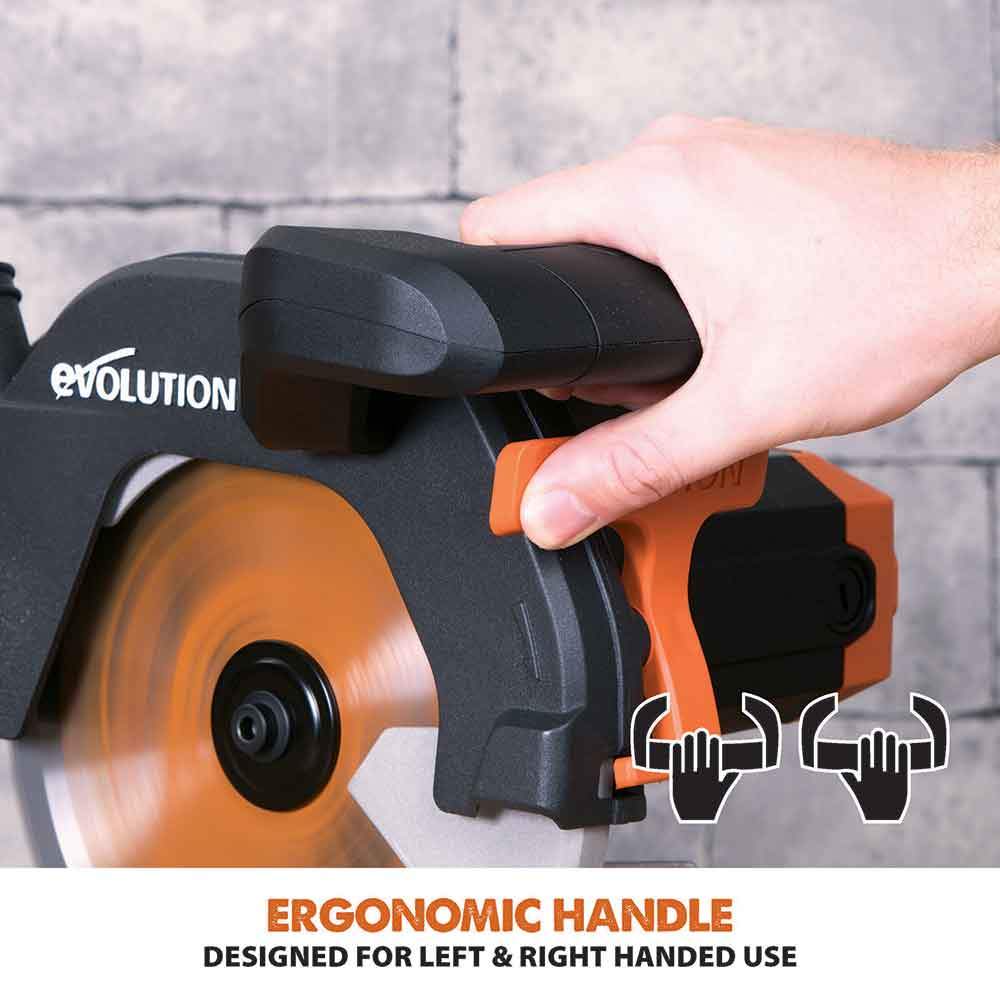 Evolution R210SMS 210mm Sliding Mitre Saw With TCT Multi-Material Cutting Blade