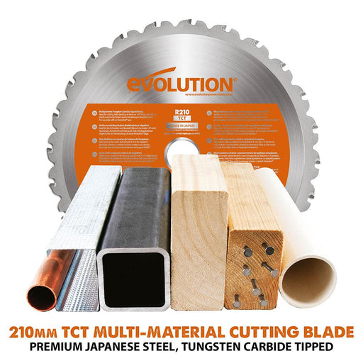 Evolution R210SMS-300+ Sliding Mitre Saw With TCT Multi-Material Cutting Blade (Refurbished - Fair Condition) - Evolution Power Tools UK