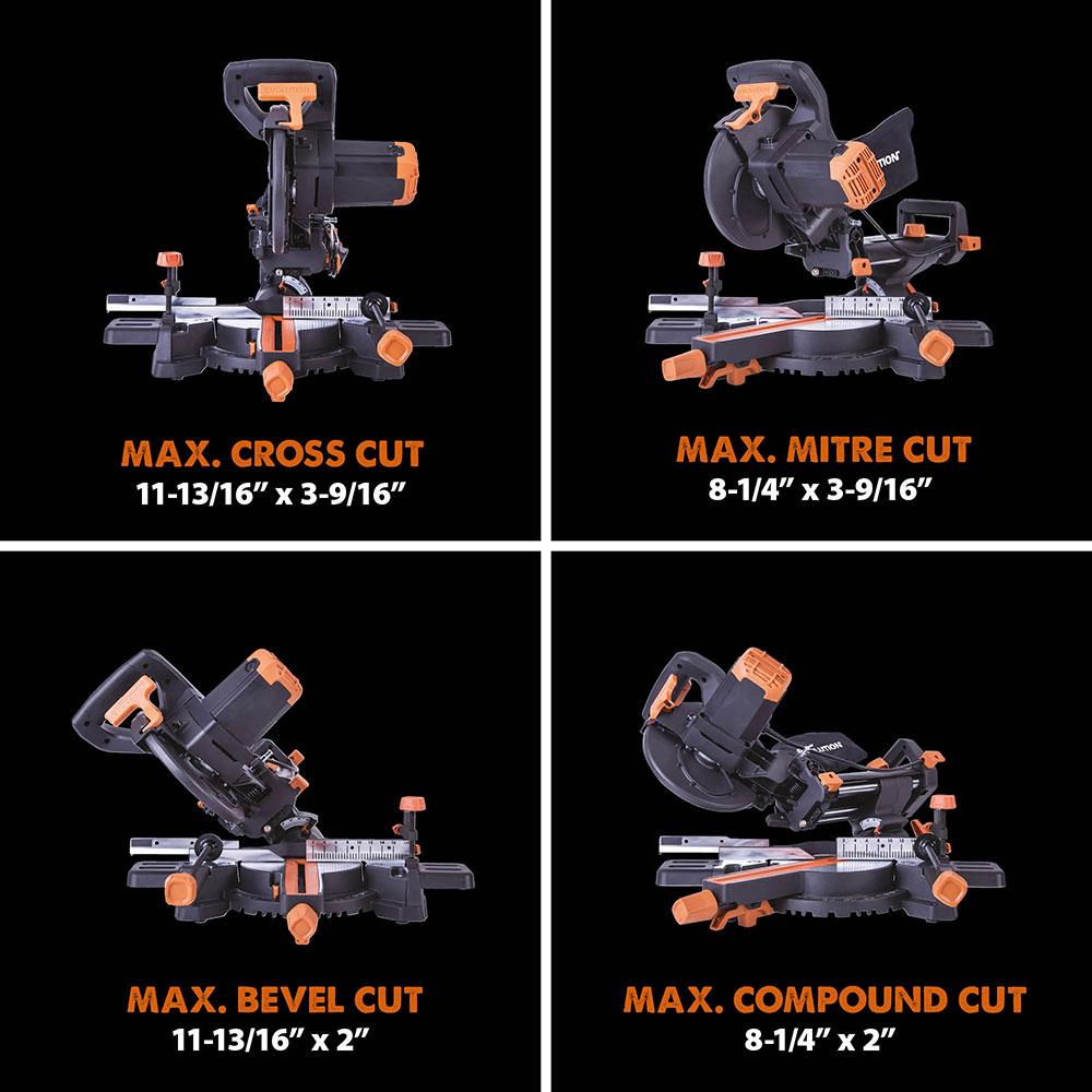 Evolution R210SMS-300+ Sliding Mitre Saw With TCT Multi-Material Cutting Blade (Refurbished - Like New)