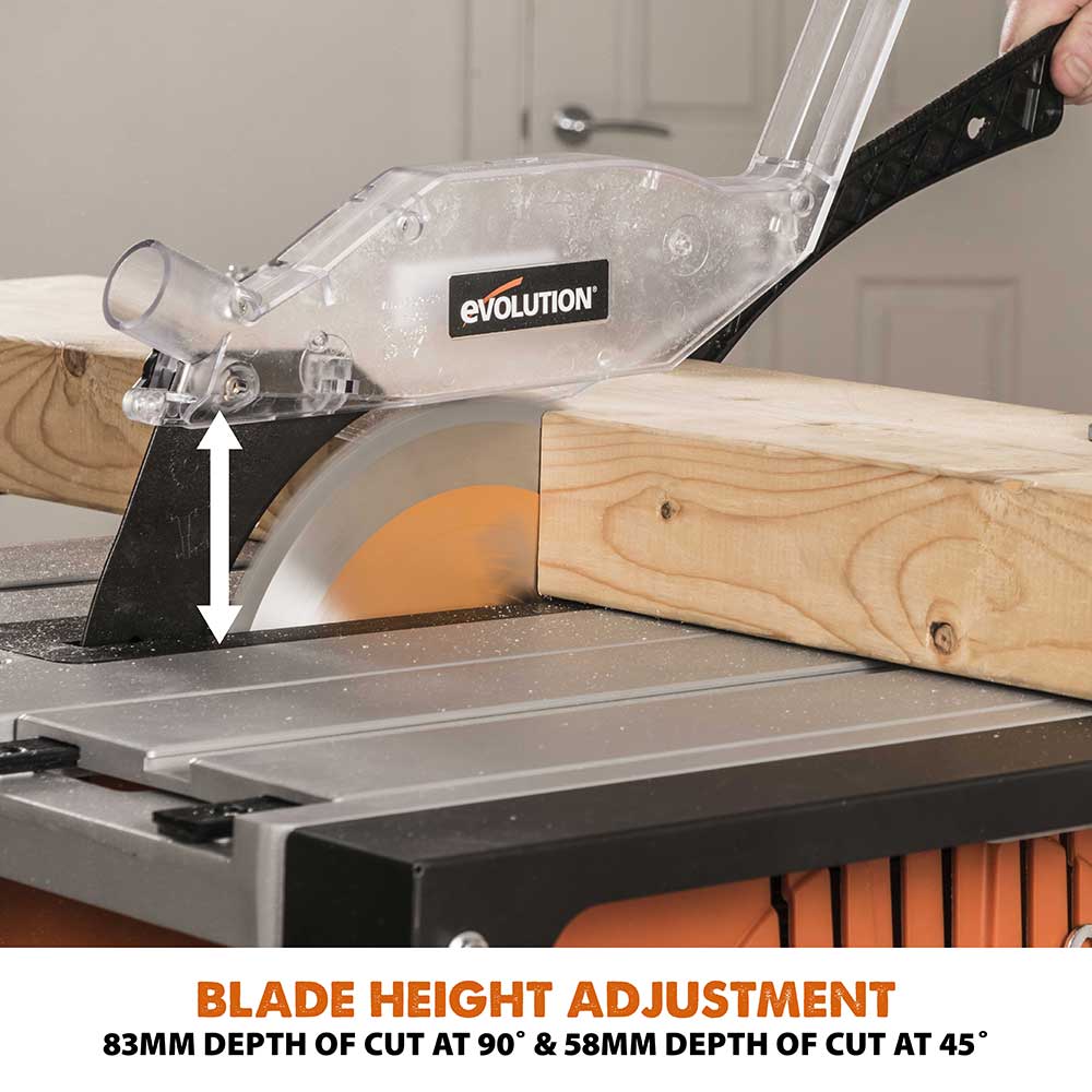 Evolution R255PTS 255mm Table Saw With TCT Multi-Material Cutting Blade