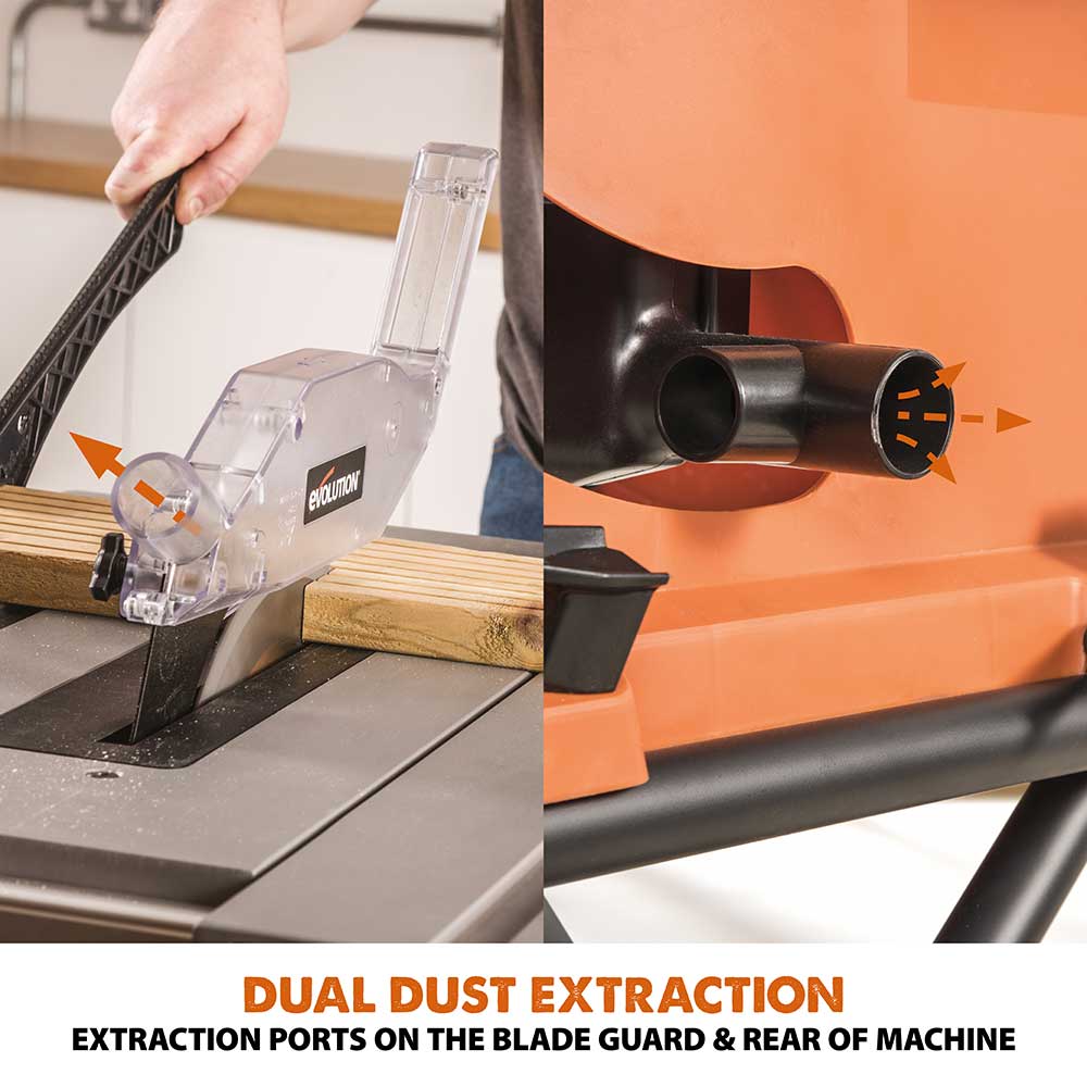 Evolution R255PTS 255mm Table Saw With TCT Multi-Material Cutting Blade