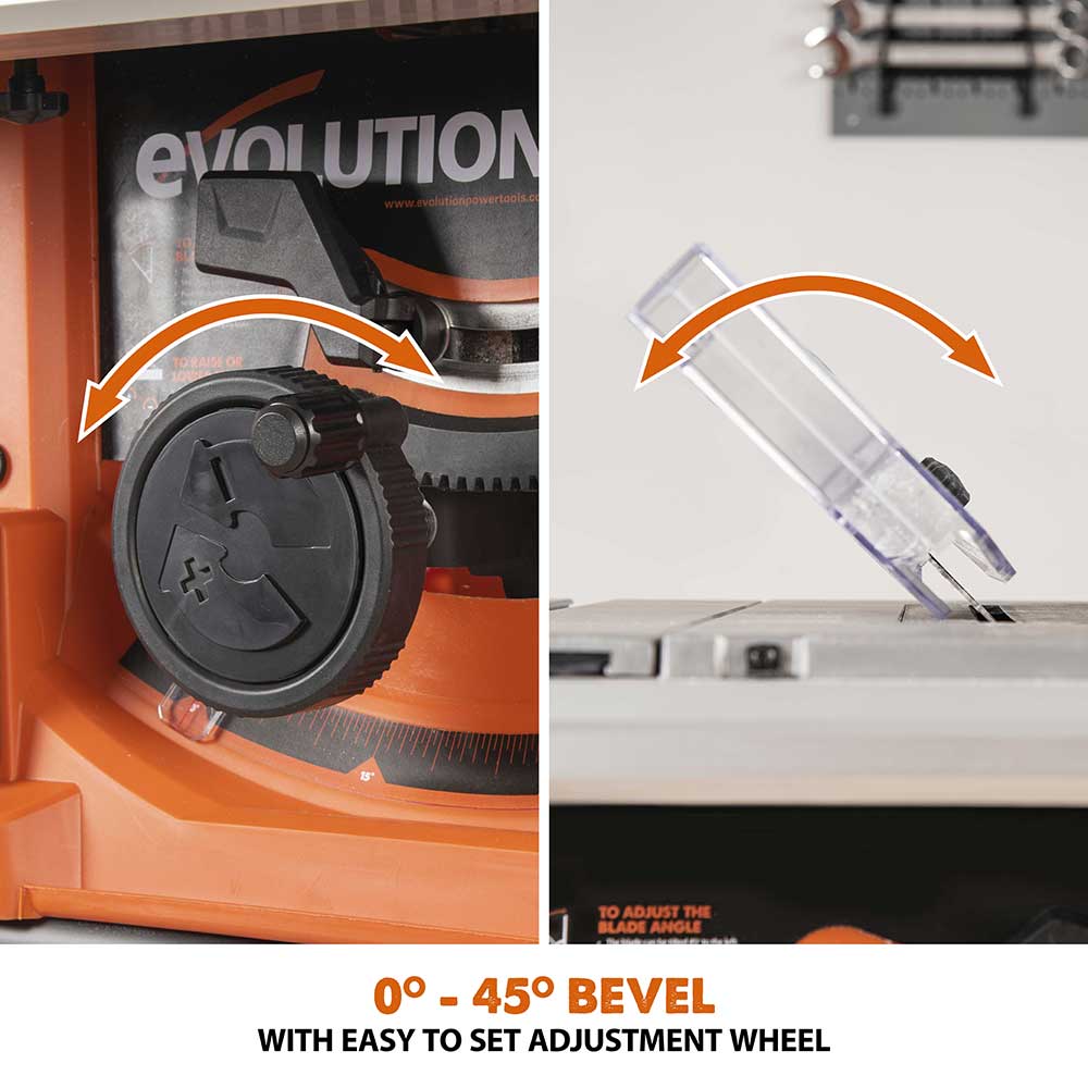 Evolution R255PTS 255mm Table Saw With TCT Multi-Material Cutting Blade
