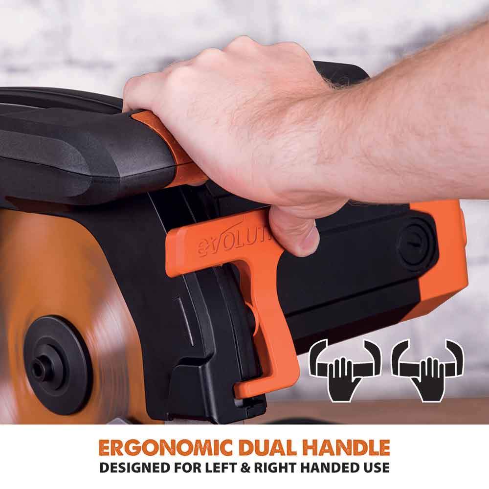 Evolution R255SMS 255mm Sliding Mitre Saw With TCT Multi-Material Cutting Blade