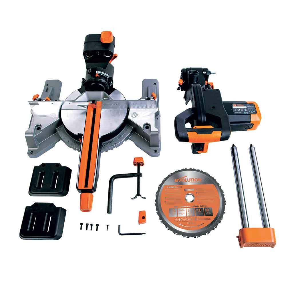 Evolution R255SMS 255mm Sliding Mitre Saw With TCT Multi-Material Cutting Blade