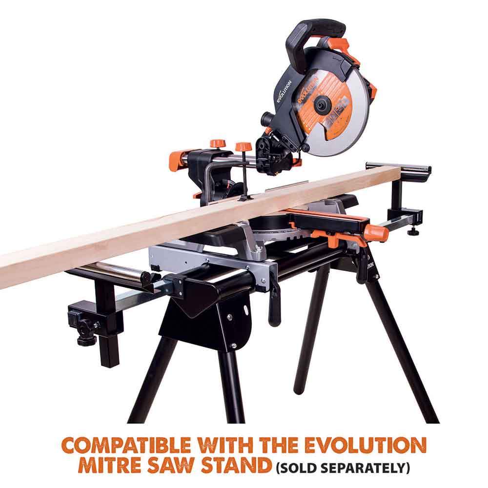 Evolution R255SMS 255mm Sliding Mitre Saw With TCT Multi-Material Cutting Blade