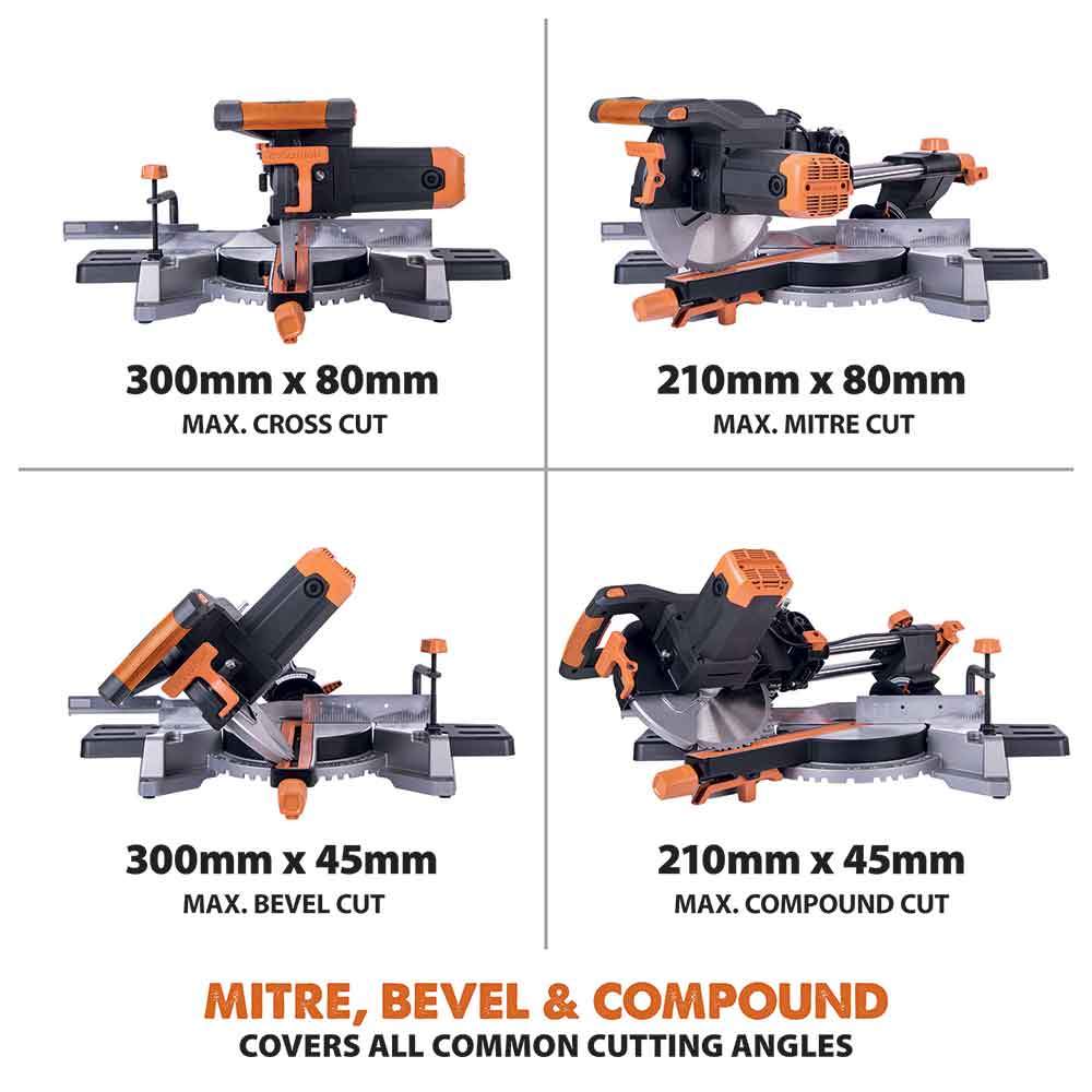 Evolution R255SMS 255mm Sliding Mitre Saw With TCT Multi-Material Cutt ...
