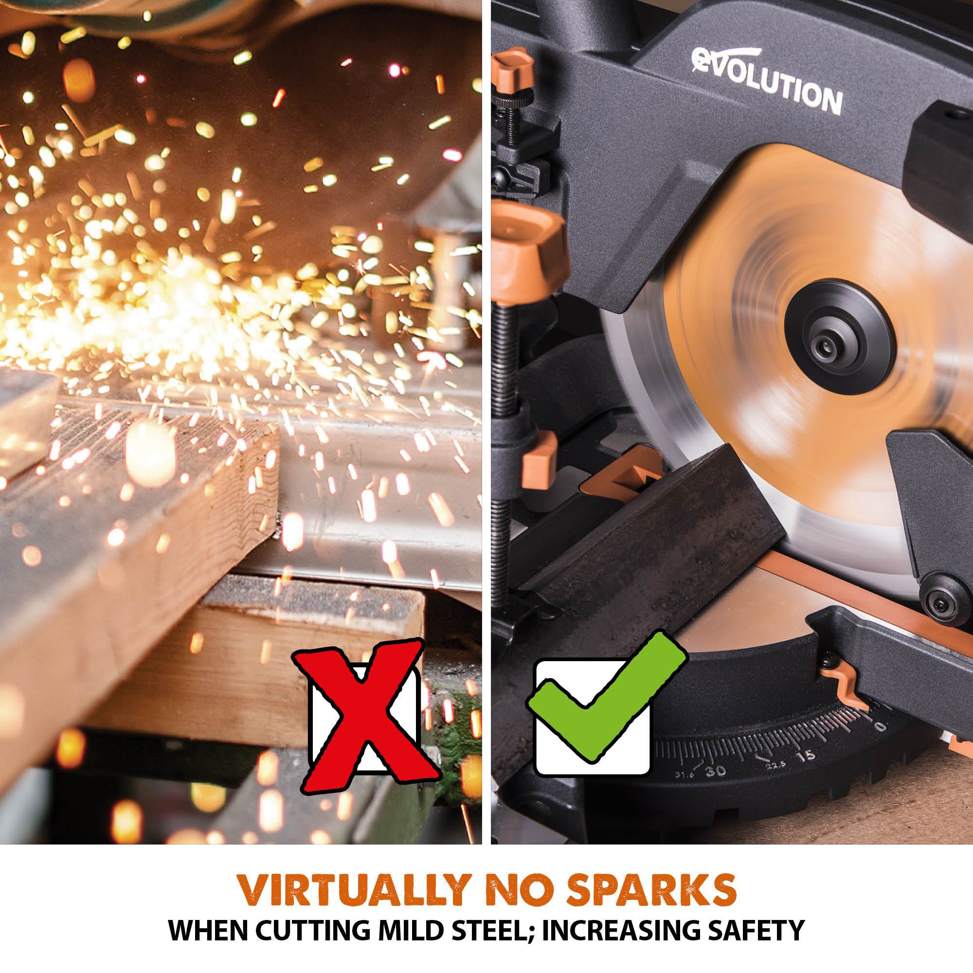 Evolution R255SMS+ 255mm Sliding Mitre Saw With TCT Multi-Material Cutting Blade (Refurbished - Like New)