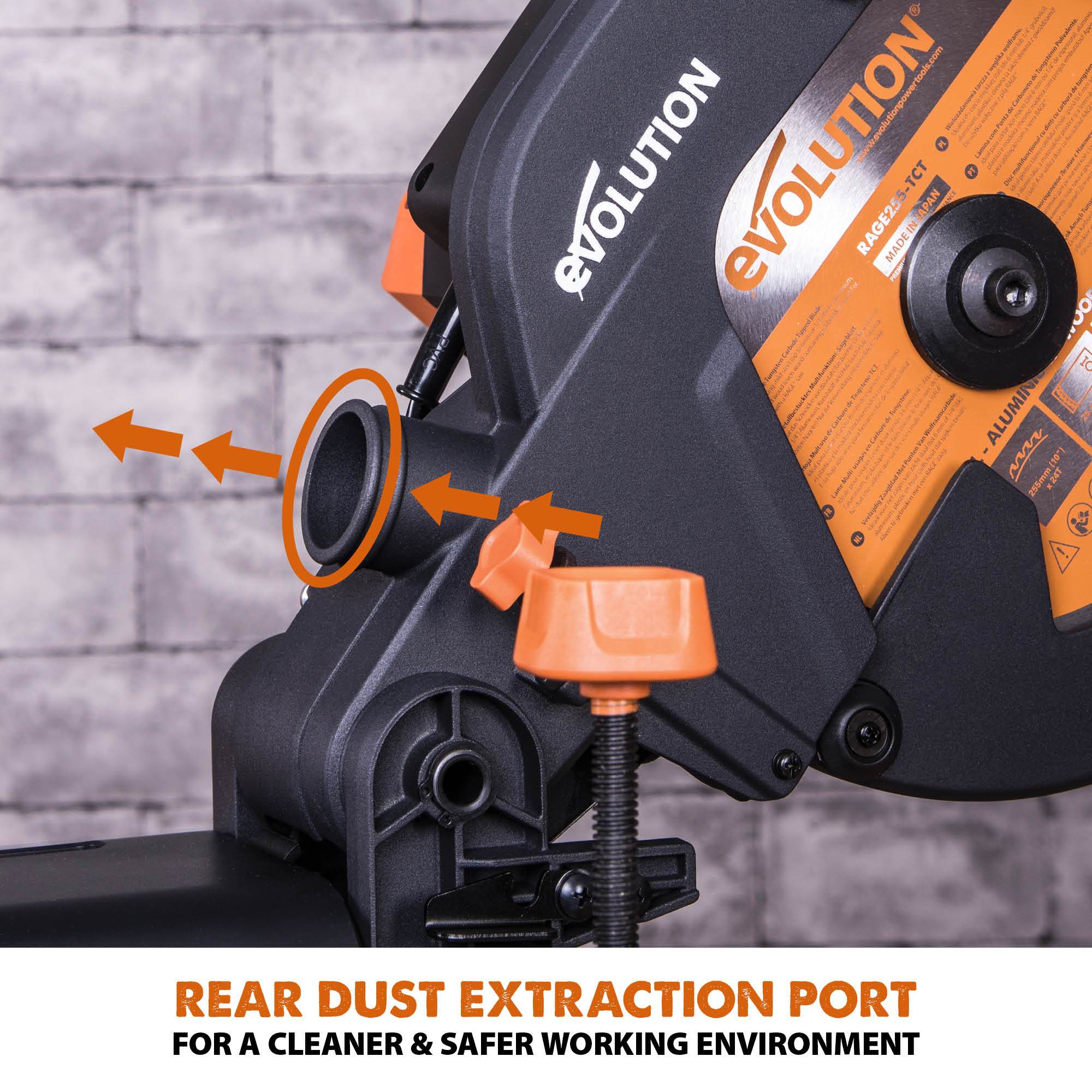 Evolution R255SMS+ 255mm Sliding Mitre Saw With TCT Multi-Material Cutting Blade (Refurbished - Like New)