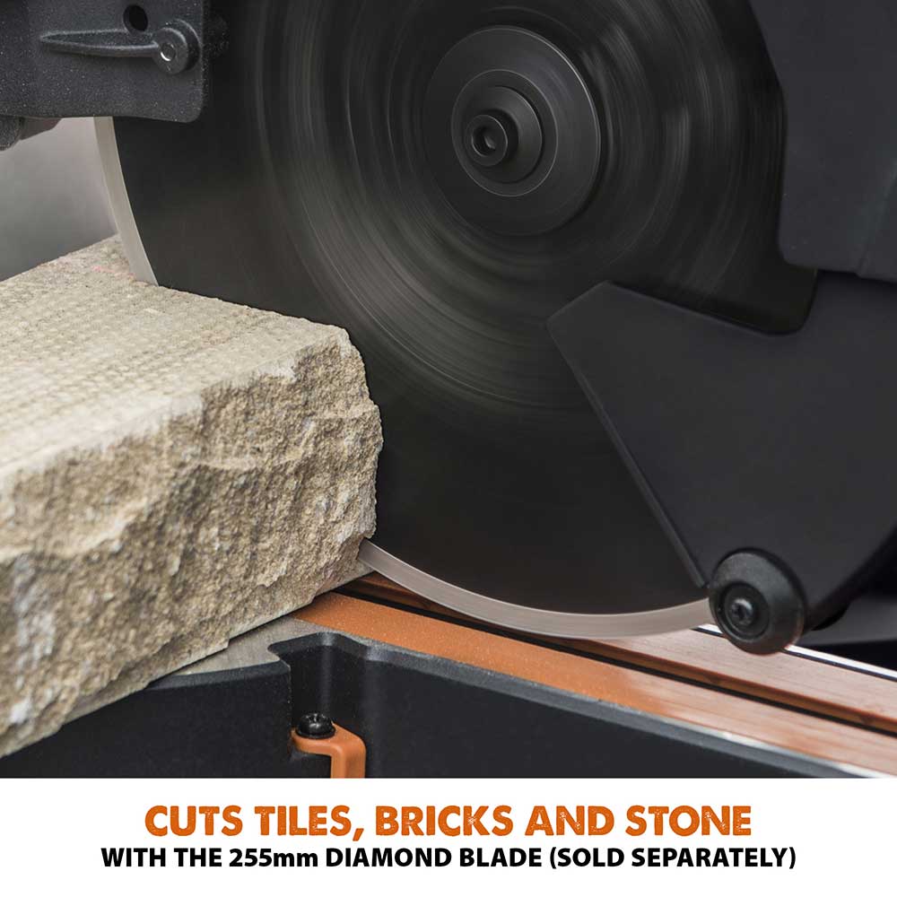 Evolution R255SMS-DB+ 255mm Double Bevel Mitre Saw & XL Rolling Stand Bundle