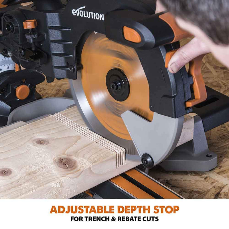Evolution R255SMS-DB 255mm Double Bevel Sliding Mitre Saw With TCT ...