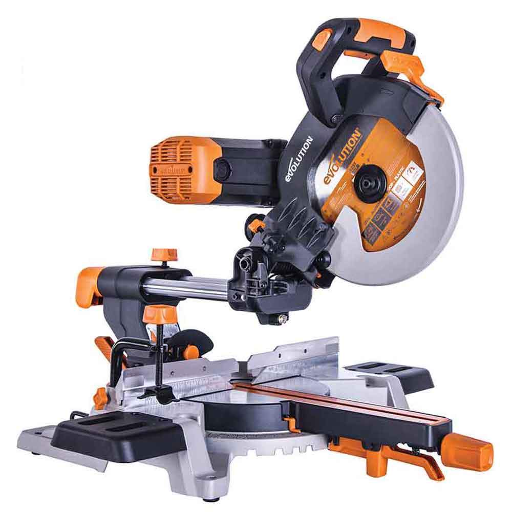 Evolution R255SMS-DB 255mm Double Bevel Sliding Mitre Saw With TCT Multi-Material Cutting Blade