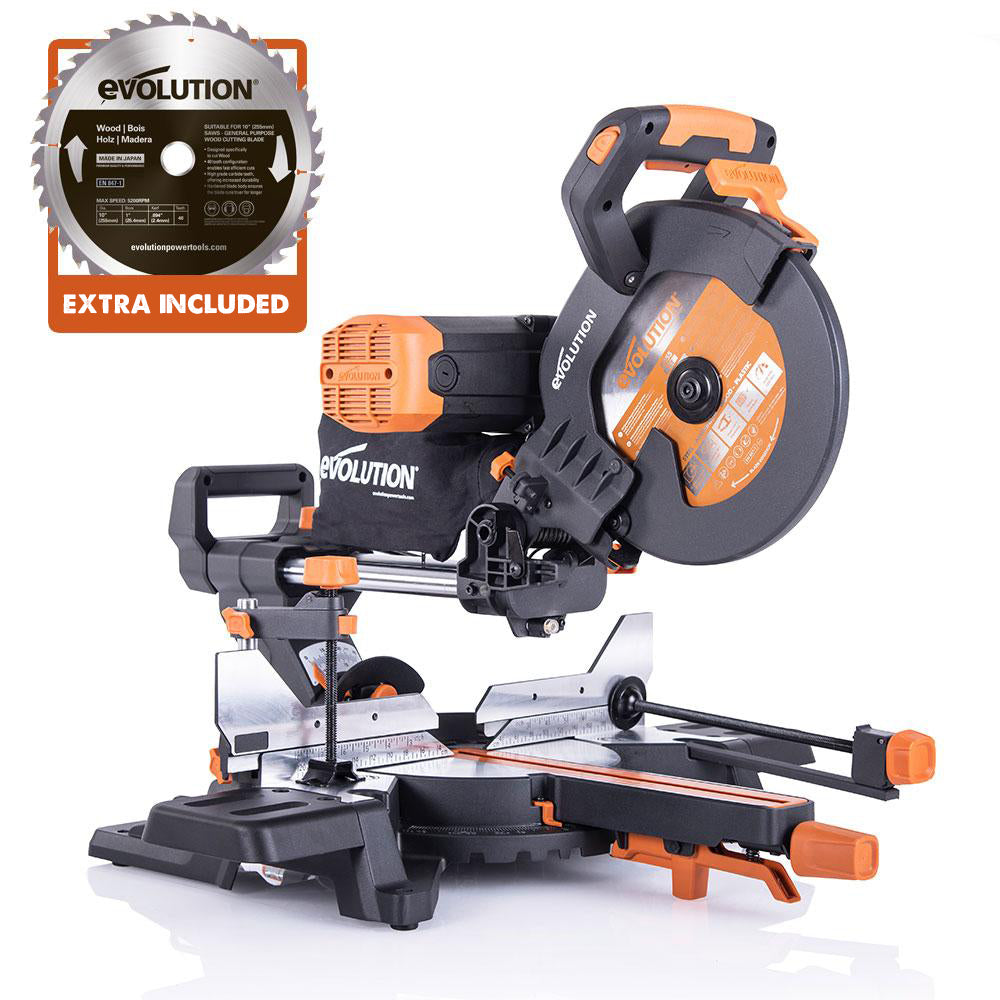 Evolution R255SMS-DB+ 255mm Double Bevel Sliding Compound Mitre Saw ...