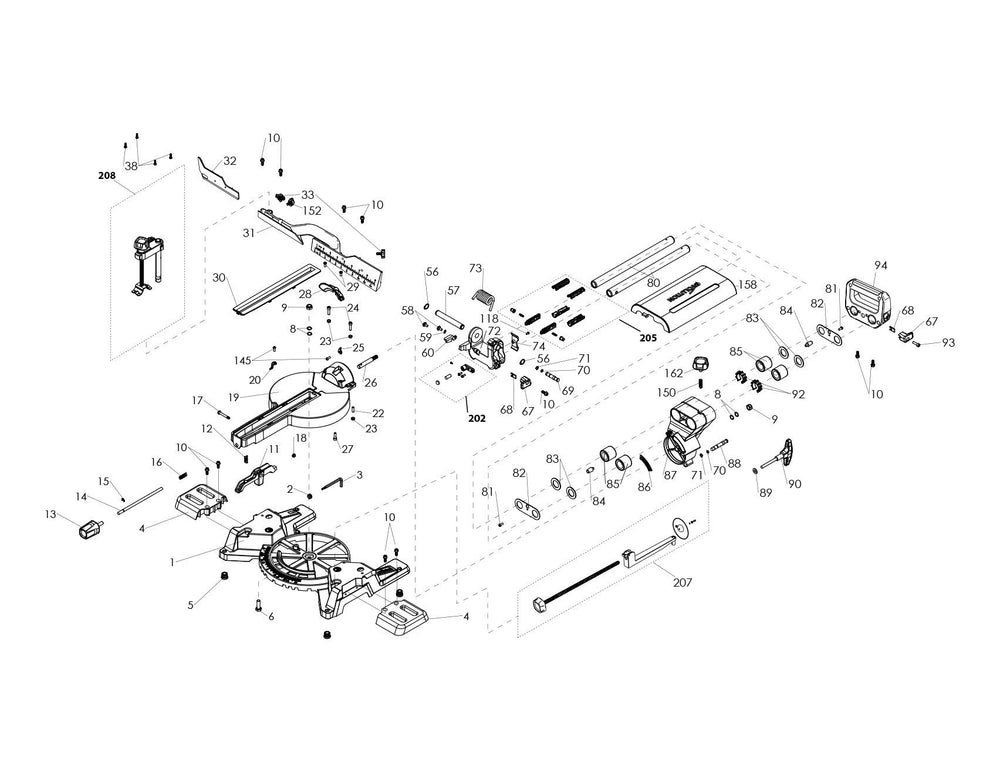 Evolution R255SMS & R255SMS+ Spares (Base Section) - Evolution Power Tools UK