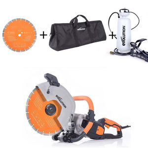 R300DCT+ Electric Disc Cutter with Foot Pump Water Bottle, Bag & Extra Blade Bundle